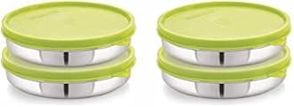 STEELLOCK Stainless Steel Airtight Container | Leak Proof Container/Storage/Lunch Box with Lid | BPA Free, Durable & Rust-Proof | SL-41-set of 4, 550ml each, Green