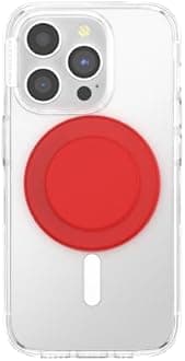 Round Phone Grip Compatible with MagSafe, Adapter Ring Included, Phone Holder, Wireless Charging Compatible - Basic Rosso