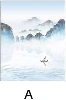 J4U Window Film Privacy Landscape Painting Glass Film Office Sliding Door Glass Sticker Anti-Peeping Sun Blocking Film (A,23.6"x35.4"(60x90cm))