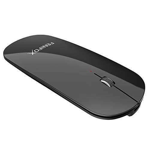 FENIFOX Bluetooth Mini Mouse, Ultra-thin Portable Mobile Optional Mice with Rechargeable Battery for PC,Mac,Laptop,Android Tablet (Pure black)