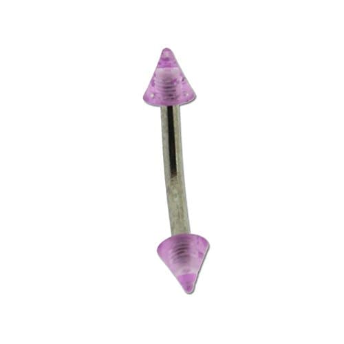 Eyebrow Piercing Ring with Purple Glitter Spikes