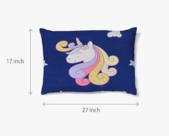 Filymore Blue Unicorn Single bedsheet for Girls Kid bedsheet for Small Size Bed 240 TC Microfiber Soft Cartoon bedcover for Kids Room (90x60 Inches)(Blue and White)