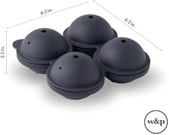 W&P Peak Silicone Sphere Ice Mold w/ Cover | Charcoal | Easy to Remove | Round Cocktail Whiskey Drink Ice Maker | Food Grade Premium Silicone | Dishwasher Safe, BPA Free