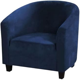 Mingfuxin Velvet Tub Chair Slipcover, High Stretch Club Chair Covers Washable Armchair Sofa Couch Covers Slipcovers Furniture Protectors for Dining Living Room Office(Navy Blue, Velvet)
