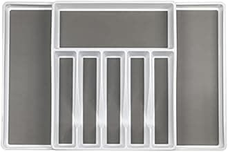ELTOW Large Expandable Silverware Drawer Organizer, 8 Compartment Non-Slip & Adjustable Silverware Organizer for Drawer, Kitchen Organization for Utensils, Cutlery, Silverware Tray (White)