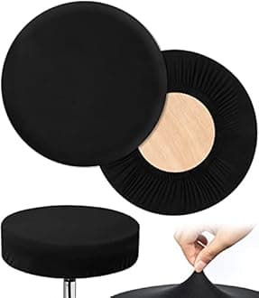 HFATMOS Black Bar Stool Covers Round, 2 Pcs High Stretchy Circle Stool Cover, Soft Seat Slipcover Fit for Stool of Dia 12-15 in