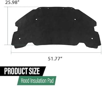 LQI Hood Insulation Pad 1/2" Heat Blanket with Clips Compatible with Pontiac G6 2005-2010 Black PET
