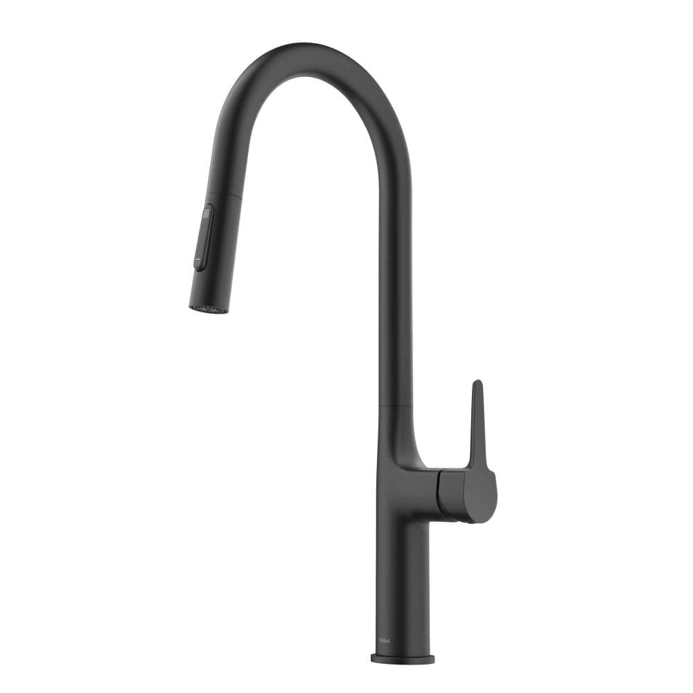 Oletto Tall Modern Pull-Down Single Handle Kitchen Faucet in Matte Black, KPF-3101MB