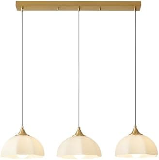 Modern 3 Light Pendant Lighting Gold Linear Dining Room Light Fixture Milk Glass Linear Chandelier Brass and White Pendant Lights Kitchen Island 3 Bulb Hanging Ceiling Light MPL17-3S GD