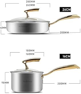 Stainless Steel cookware Set Wok Frying pan Milk pan Frying pan Double pan Non Stick Kitchen Pot Set Kitchen Tool (D (D