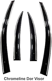 ROYALTECH Premium Chromeline & Silverline Unbreakable Car Rear Window Wind Deflectors & Side Door Visor Rain Guard Compatible with (Maruti Suzuki Vitara Brezza (2020-2022))