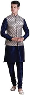 Uri and MacKenzie Men's Silk Blend Kurta Pajama with Designer Ethnic Nehru Jacket/Modi Jacket