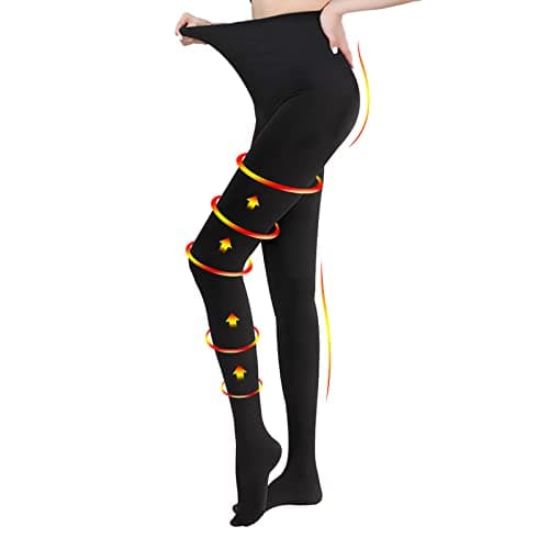 Compression Pantyhose 20-30mmHg Tight Stocking Gradient Compression Hose Help Relieve Swelling Edema Varicose Veins for Women Opaque Closed Toe Firm Support (Black, 2XL)