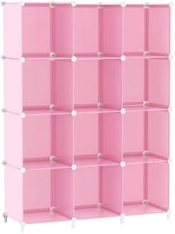 AWTATOS Cube Storage Organizer Protable Closet Organizers and Storage for Kids DIY Stackable 12 Cube Storage Shelves Clothes Organizer for Bedroom, Home, Pink