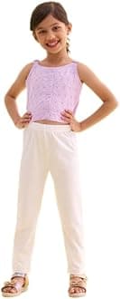 GO COLORS Girl's Slim Fit High Rise Cotton Ankle Length Leggings