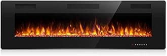 Antarctic Star 68 Inch Electric Fireplace in-Wall Recessed and Wall Mounted, Fireplace Heater and Linear Fireplace with Multicolor Flame, Timer, 750/1500W Control by Touch Panel & Remote…