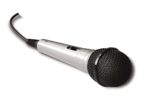 DM-525 / EK-525 Professional Uni Directional dynamic wired microphone complete with connecting cables (6.35mm - 1/4" jack plug) - Silver / Black