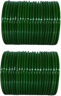 Glass Bangles Traditional Designer Chudis for Women,Girls 24 Pc Bangles Set Wedding & Festive Occasion in Various Sizes (Green) Buy a Pack of 24 Bangles and Get 24 Bangles Free