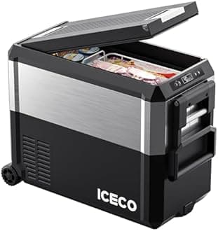 ICECO JP50 Pro Portable Refrigerator, Multi-Directional Lid, 12V Car Refrigerator, 50L Compact Refrigerator with Secop Compressor, for Car and Home Use, -4℉~22℉, DC 12/24