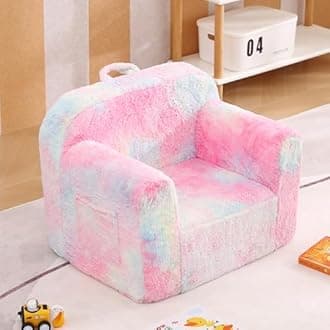 Tiita Kids Sofa, Chirldren Couch with Carrying Handle & Side Pockets, Kids Foam Chair, Toddler Armrest Chair,Kids Read Sofa for Girl Or Boy, Colorful