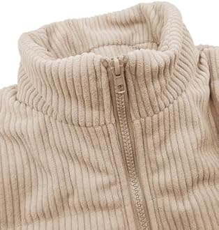 Floral Find Girls Long Sleeve Winter Jacket Coats Zip Up Stand Collar Corduroy Quilted Outerwear Jackets with Pocket