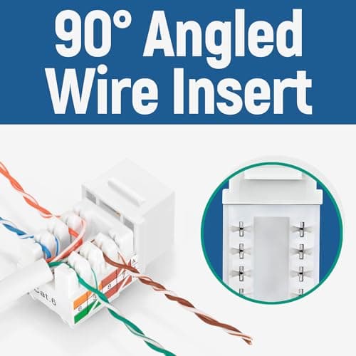 EMS easyJACK - Speed Termination Tool with 10 Blue & 10 White Cat6 Keystone Jacks | Punch Down Crimper for Everest Media RJ45 UTP Female Connectors