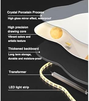 3D Wall Sculptures Art Decor with Led Light, Oriental Decor Traditional Chinese Wall Hanging Painting, Large Metal Wall Art Sculpture, for Bedroom Living Room Entrance(Multi-colored-B,40x80cm)