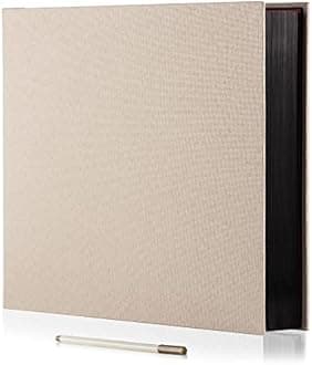 Photo Album Self Adhesive Scrapbook 3x5 4x6 5x7 6x8 Magnetic Album DIY Scrap Book 11x10.6 Inch 40 Black Sticky Pages Linen Cover Beige DIY Photo Album