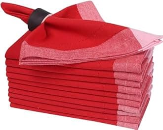 Christmas Cloth Napkins Set of 12 – 20x20 Red Cotton with Double Hemstitch – Soft, Durable & Washable Table Napkins for Farmhouse Décor, Thanksgiving, Holiday Parties & Everyday Use