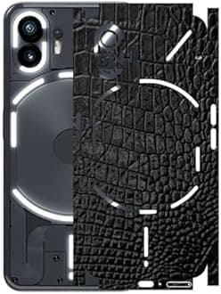 AtOdds - Full Body Back Screen Guard Protector Film - 3D Textured Lamination Wrap Skin Sticker for Nothing Phone 2 (5G) | Scratchproof Matte Finish (Design - Black Crocodile)