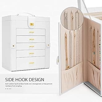 AKOZLIN Large Capacity Jewelry Box, 6 Tiers with Mirror, Accessory Box, Jewelry Storage, Accessory Storage Case, Jewelry Case, 5 Drawers, Luxury Jewelry Box, L: 10.4 x 6.1 x 12.6 inches (26.5 x 15.5 x