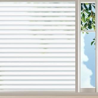 Window Film Privacy 75x400 Privacy Film for Glass Windows Stripe Frosted Window Film Anti UV Heat Reflective Privacy Film for Office Home Kitchen,Static Cling