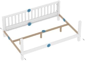 KEIKI Full Size Wooden Floor Bed, Montessori Platform Bed Frame with Low Profile & Safety Rails, Space Saving Kids Beds for Boys Girls Bedroom, No Box Spring Needed, Easy Assembly, Noise Free, Brown