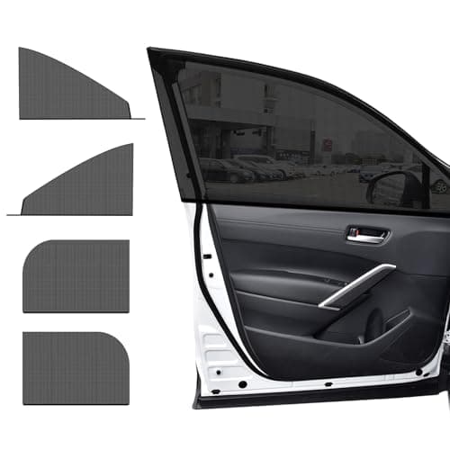 4 PCS Car Window Shades, Auto Front Rear Side Window Sun Shades for Block Heat & UV Protection, Breathable Mesh Baby Window Screen Covers, Universal Car Accessories (Car)