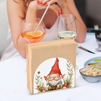 Napkin Holder, Clear Acrylic Paper Napkin Holders Gnome Tissue Box Dispenser Stand Tabletop Space Saver Upright Napkin Towel Holders for Kitchen Restaurant Home Decor