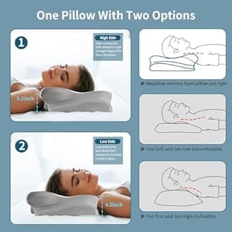 Cervical Neck Pillow for Pain Relief, Ergonomic Pillow for Sleeping, Contour Memory Foam Pillows for Shoulder Pain, Orthopedic Bed Pillows Neck Support for Side Back Stomach Sleepers with Pillowcase