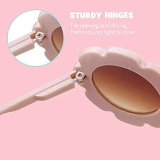 ADE WU Sunglasses for Kids Round Flower Cute Glasses UV 400 Protection Children Girl Boy Gifts