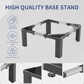 Washing Machine Stand, Heavy-Duty Stainless Steel, Adjustable 19-29'' Width/Length, 12'' Height, Universal Washer and Dryer Pedestal, Black (1000 lbs Load Capacity)