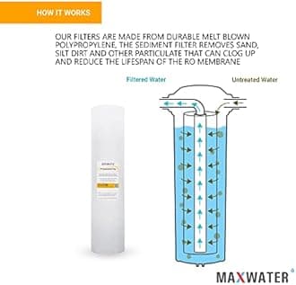 Max Water 10 Micron 20 x 4.5 Sediment Filter 20 inch Whole House BB Water Filteration System Replacement Compatible Cartridge DGD-5005-20, FP25B, AP810-6, FPMB5-20, P5-20, 155358-43, SDC-45-2005