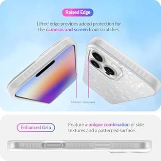 LONLI Hue Case for iPhone 16 Pro - [360° Shock-Absorbent Bumper] - [Cute and Unique Phone Cover for Girls and Women] - White Pearl Tort