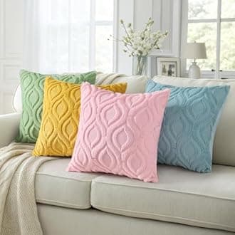 decorUhome Cozy Textured Throw Pillow Covers 16x16 Inch Set of 2, Soft Plush Faux Wool Light Pink Accent Couch Pillow Covers for Modern Farmhouse Sofa Bed Living Room