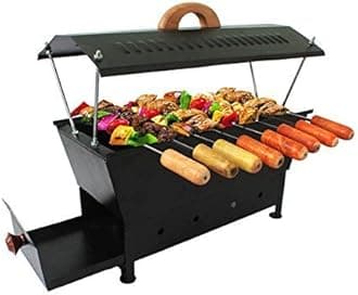 A TO Z HOME & KITCHEN Hut Shaped Compact Charcoal Barbeque Grill With 8 Sticks | Outdoor bbq grill tools for Camping Picnics Traveling (Black) - BBQGRILL