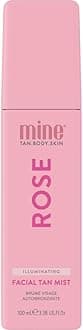 Minetan Rose Face Tan Mist | Clear Facial Self Tanning Spray | Gradual Daily Sunless Tanner, Infused | Soothing Rose Water & Vitamin C | Hydrating, Golden Glow Skin Finish | 3.38 Fl Oz