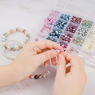 ELECDON 1890Pcs Multicolored Pearls Beads, ELECDON Loose Round Spacer Beads, Smooth Rainbow Faux ABS Beads for Jewelry Making, Bracelets, Earrings, Necklaces, DIY Crafts 4 6 8 10mm