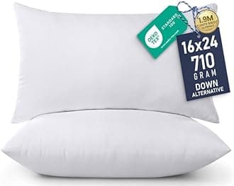 Utopia Bedding 16x24 Pillow Inserts, Set of 2, White – Indoor Decorative Throw Pillows for Bed, Sofa & Couch – Soft, Supportive & Fluffy Cushion Inserts