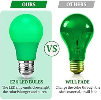 Flaspar 4 Pack A19 LED Green Light Bulb, 9W (60Watt Green Colored Light Bulbs Equivalent), E26 Base LED Green Lights for Christmas Halloween Light Bulb, Party, Porch, Home Lighting, Holiday Lighting