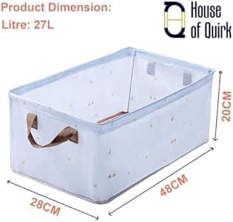 House of Quirk 3pcs Store Wardrobe Organizer For Clothes With Metal Fram Foldable Storage Box, Clothing Storage Boxes For Pants, Shirt, Sweaters, Jeans, Socks (Blue Duck)