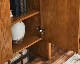 LKTART Mid Century Modern Sideboard Buffet Cabinet,Small Storage Cabinet with Outlet Holes for Living Room, Kitchen, Entryway, Hallway 34" Brown Ebony