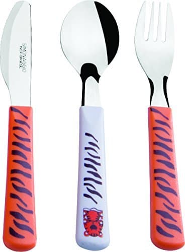 Simonaggio 3 Piece Toddlers Fun Animals Flatware Set, Tiger