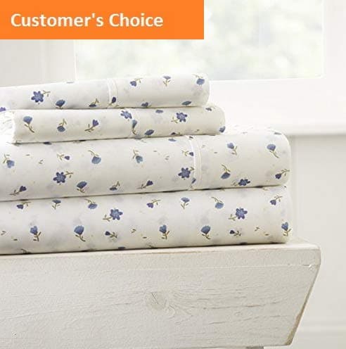 Mikash New Soft 4 Piece Sheet Set Soft Floral Patterned, King, Light Blue | Style 84600905